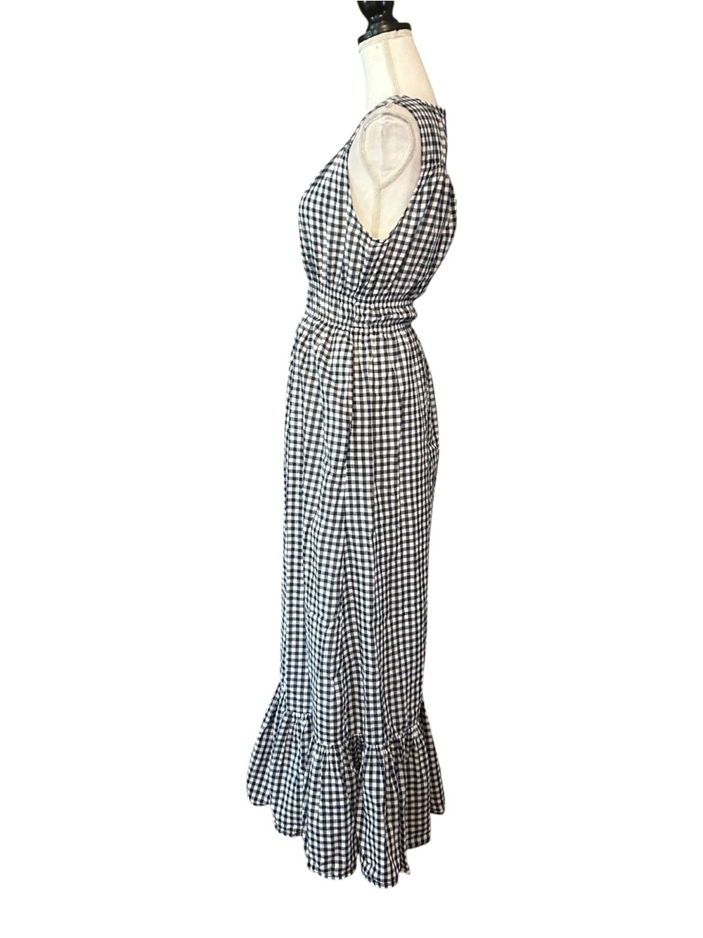 Draper James Navy White Gingham Check Maxi Dress sundress cotton summer SZ M - Picture 4 of 9